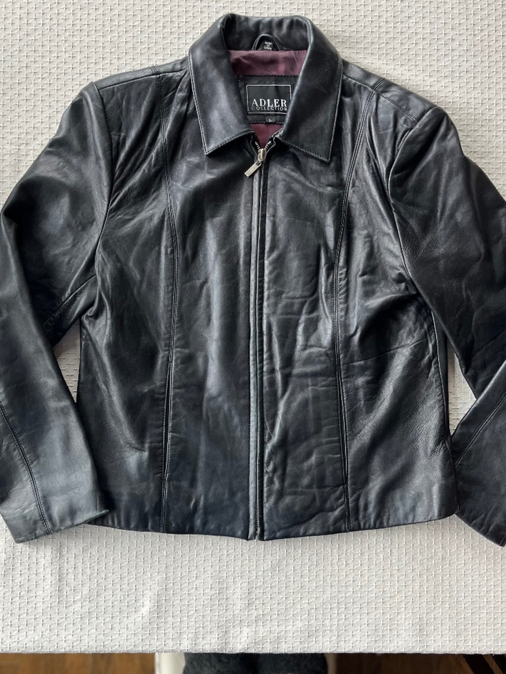 Vintage Adler Collection Black NZ Lambskin Leather Zippered Jacket